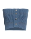 Moschino Jeans Woman Top Azure Size M Cotton, Polyamide, Rubber, Polyester