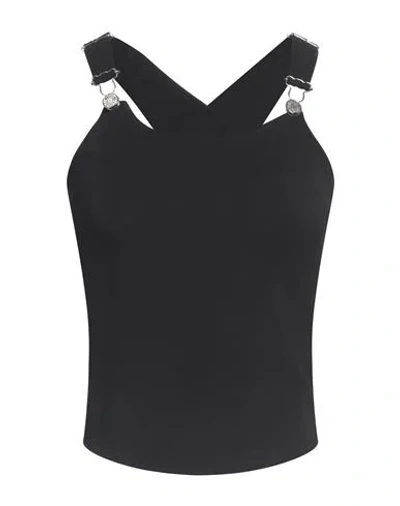 Moschino Jeans Woman Top Black Size 10 Acetate, Viscose, Elastane