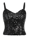 Moschino Jeans Woman Top Black Size 4 Polyester, Elastane In Black