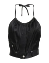 Moschino Jeans Woman Top Black Size 8 Viscose, Elastane In Black