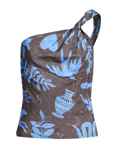 Moschino Jeans Woman Top Charcoal Size 2 Viscose In Grey