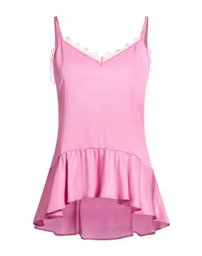 Moschino Jeans Woman Top Pink Size 8 Acetate, Silk