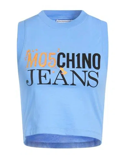 Moschino Jeans Woman T-shirt Azure Size Xs Cotton In Blue