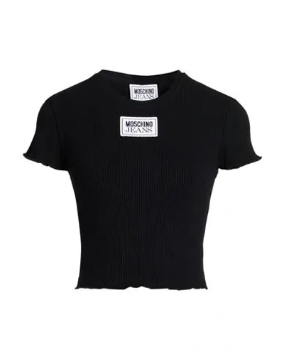 Moschino Jeans Woman T-shirt Black Size L Viscose, Elastane