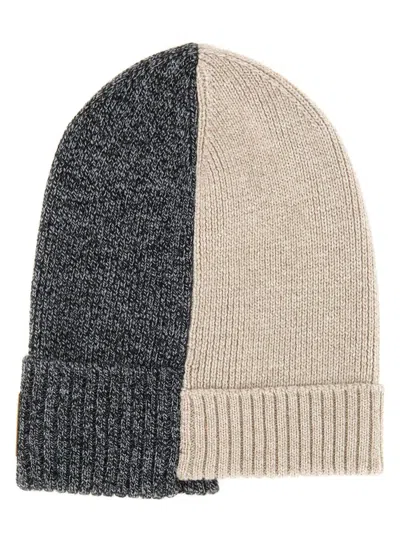 Moschino Jeans Wool Cap With Logo In Gray