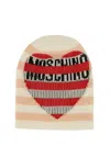 Moschino Heart Pattern Ribbed Soft Striped Hat In Multi
