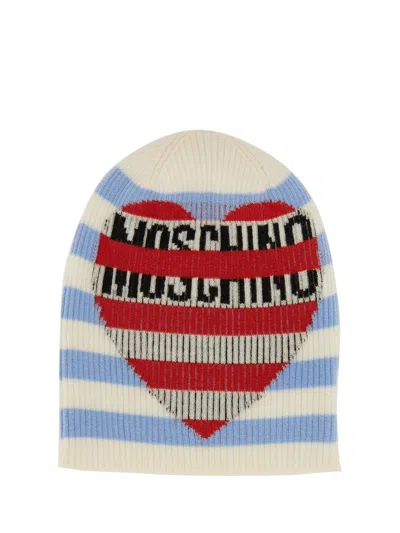 Moschino Jeans Wool Cap With Logo In Multi