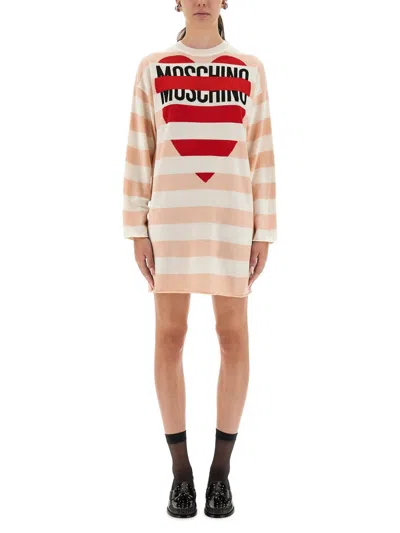 Moschino Jeans Wool Mini Dress In Multi