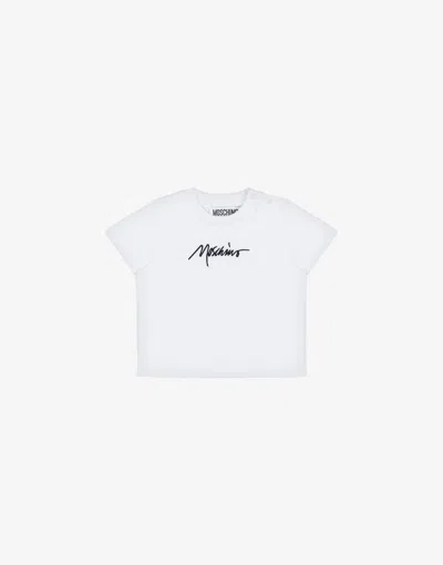 Moschino Jersey T-shirt Embroidery Logo In White