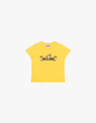 Moschino Jersey T-shirt Teddy Logo In Yellow