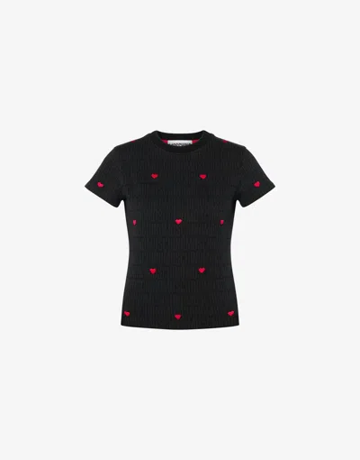 Moschino Heart-motif Short-sleeve T-shirt In Black