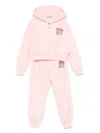 Moschino Teddy Bear Zip-up Tracksuit In 粉色