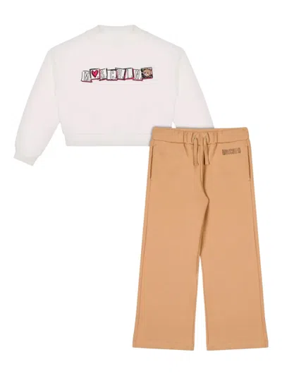 Moschino Kids' Jersey Trousers Set In Brown