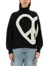 Moschino Wool And Cashmere Blend Sweater With Peace & Love In Black
