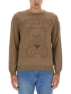 Moschino Jersey With Logo In Brown