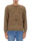 Moschino Jersey With Logo In Brown