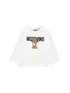 Moschino Ivory T-shirt For Babykids With Teddy Bear In White