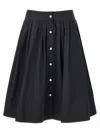 Moschino Black Jewel Button Nylon Blend Skirt In Black
