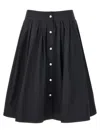 Moschino Flared High Waist Pleated Midi Skirt In Black