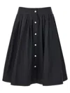 Moschino Flared High Waist Pleated Midi Skirt In Black