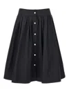 Moschino Black Jewel Button Nylon Blend Skirt In Black