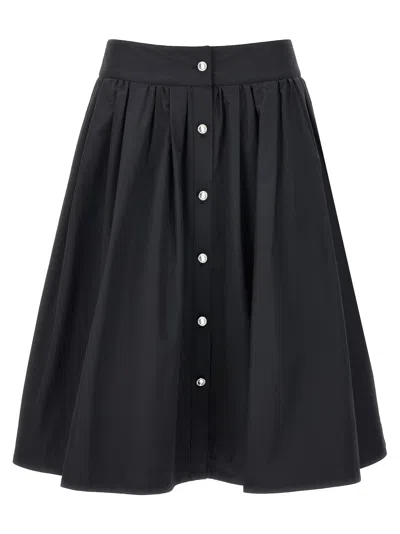 Moschino Jewel Button Nylon Blend Skirt In Black