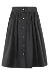 Moschino Flared High Waist Pleated Midi Skirt In Black