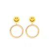 Moschino Round Smile-motif Earrings In Gold