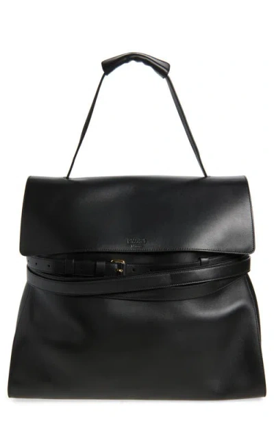 Moschino Jumbo Tie Me Leather Tote In Black