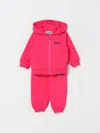 Moschino Fuchsia Suit For Baby Girl With Teddy Bear In Pink