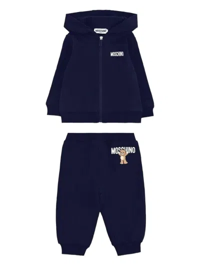 Moschino Babies' Jumpsuit With Bear Logo In Brown