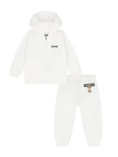 Moschino Babies' Jumpsuit With Bear Logo In White
