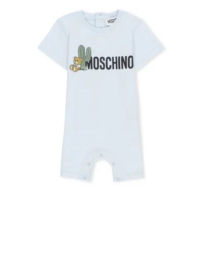 Moschino Babies' Jumpsuit With Logo In Light Blue