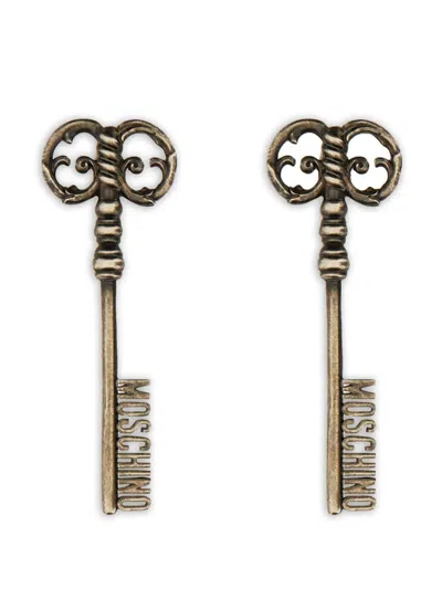 Moschino Key Earrings In Gold