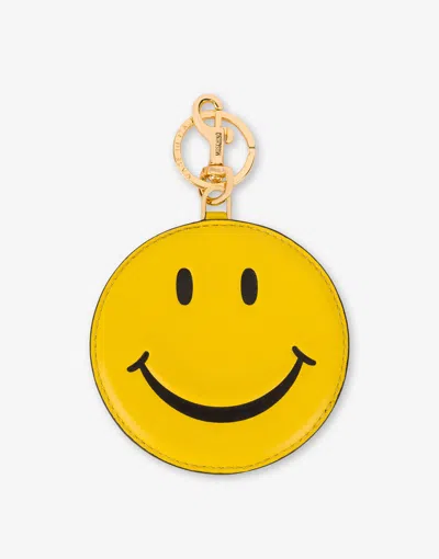 Moschino Keychain In Nappa Smiley® In Yellow