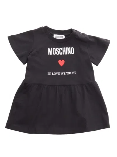 Moschino Kid Black Dress With Logo