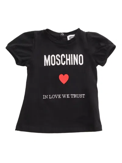 Moschino Kid Kids' Black T-shirt With Logo