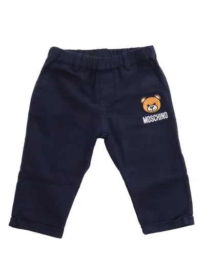 Moschino Kid Blue Trousers With Logo