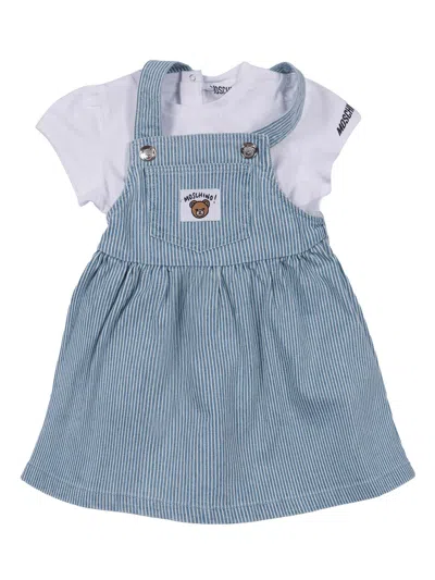 Moschino Kid Babies'  Blusa M/c+abito In Blue