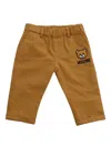 MOSCHINO KID BROWN TROUSERS WITH LOGO