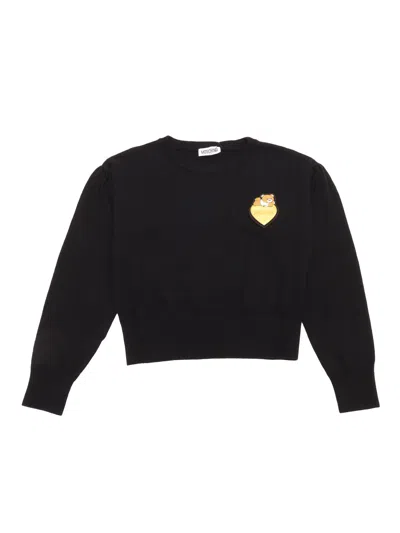 Moschino Kid Kids' Crewneck Sweater In Black