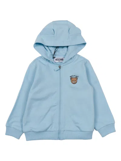 Moschino Kid Felpa Zippata C/capp In Blue