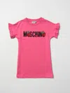 Moschino Kid Dress With Strawberry Print In Fuchsia