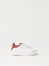 Moschino Teddy-patch Contrast-trim Leather Sneakers In 白色