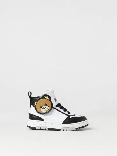 Moschino Kids' Teddy Bear High-top Sneakers In 白色