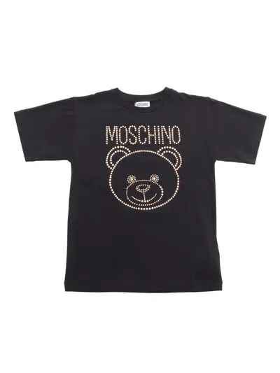 Moschino Kid Kids' Maxi T-shirt With Studs In Black