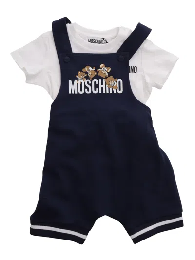 Moschino Kid Moschino Dungarees + T-shirt In Blue