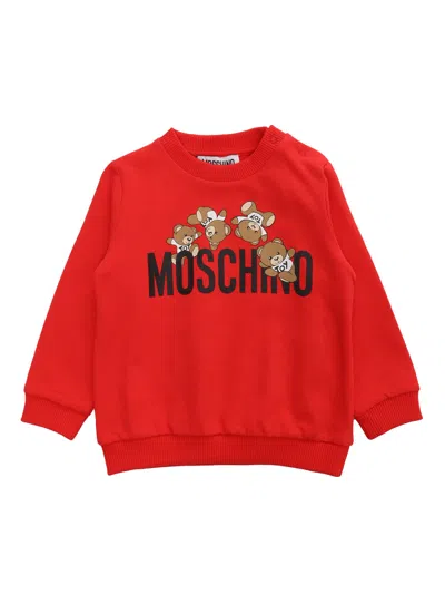 Moschino Kid Red Sweatshirt With Print In Pink
