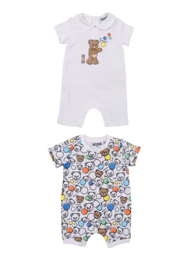 Moschino Kid Babies'  Set Pagliaccetti In White