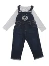 Moschino Kid Shirt + Dungarees In Gray